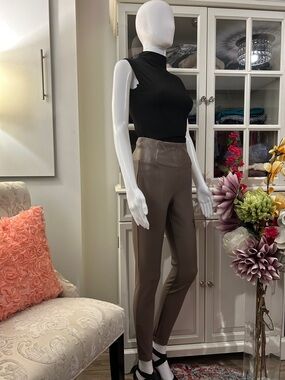Mexx Taupe Faux Leather Leggings - High Waist